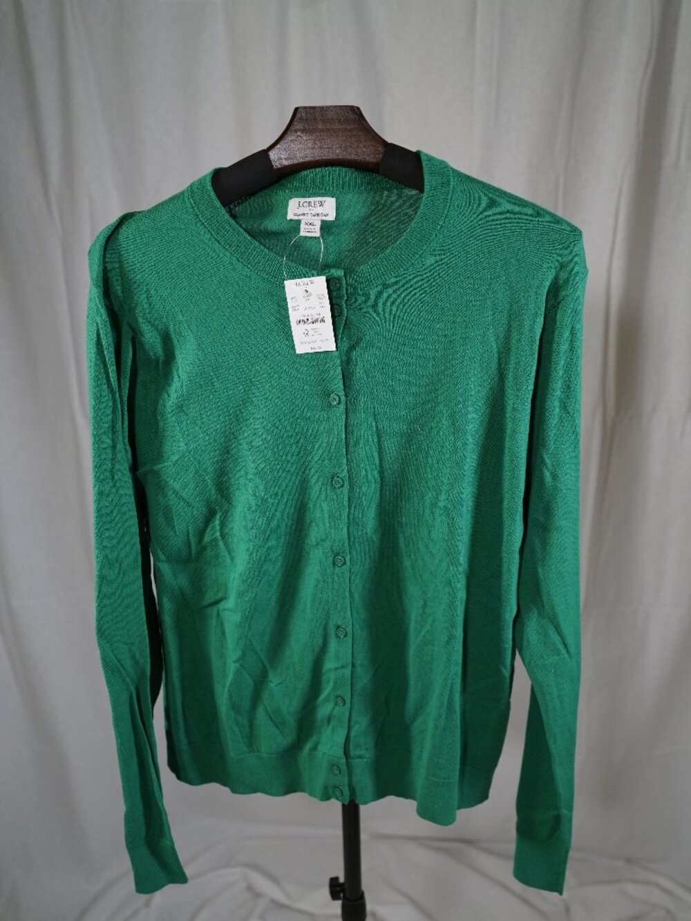 NWT J.Crew Factory Green Classic Cardigan XXL 100% Cotton Layering Sweater